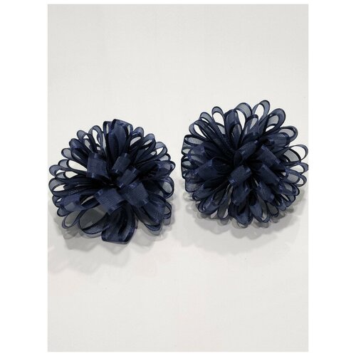 Банты HairStyle на резинке, синий, 6х6 см, 2 шт.