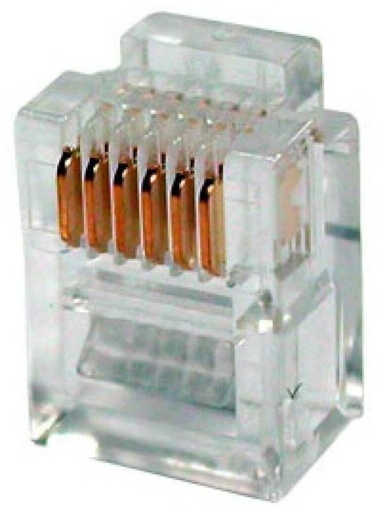 TWT Коннектор телефонный RJ-12 6P6C для розетки, 100 шт. в упак. PL12-6P6C/100