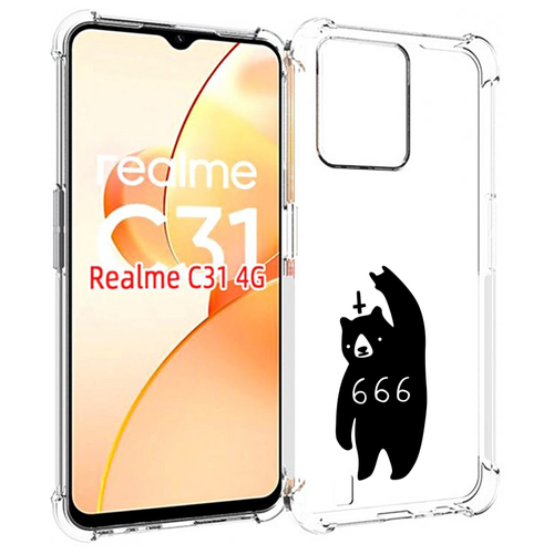 Чехол MyPads медведь 666 для OPPO Realme C31 задняя-панель-накладка-бампер