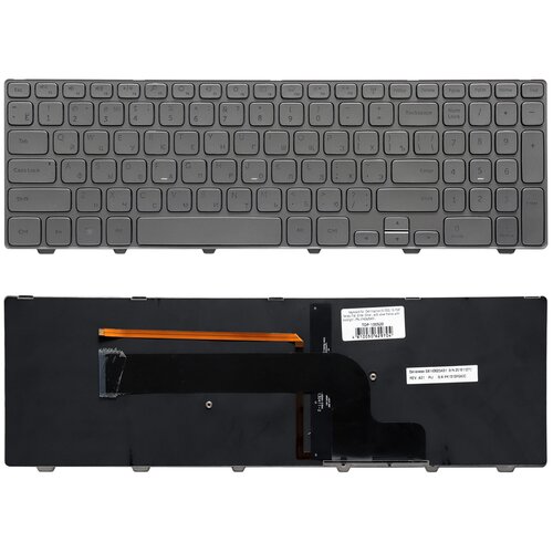 Клавиатура для ноутбука Dell Inspiron 7000 15-7000 7537 Series Плоский Enter Серебристая с серебристой рамкой С подсветкой PN NSK-LG0BW 1781₽