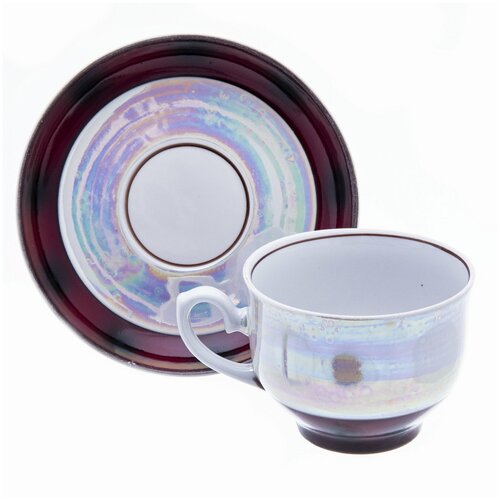 Пара чайная с лаконичным декором, фарфор, люстр, крытье, Минский фарфоровый завод, СССР, 1968-1983 гг.