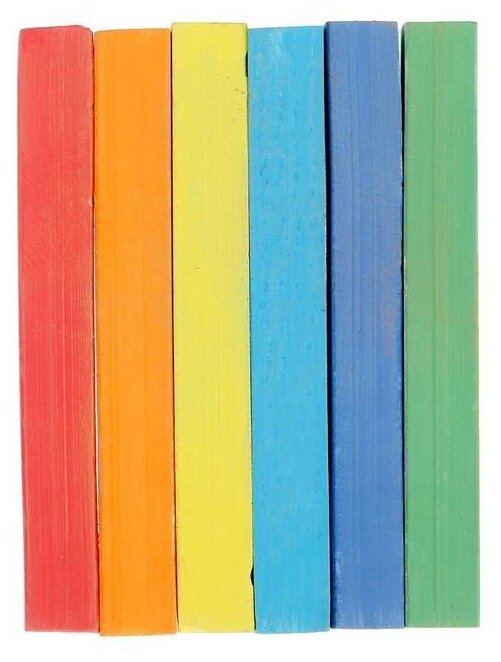 Мелки для рисования "Гамма", цветные, 6 штук, мягкие, квадратная форма, картонная коробка