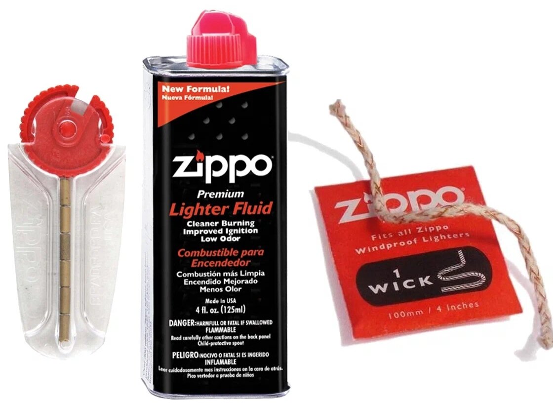 Набор Zippo для зажигалки: фитиль, кремни 6 шт и топливо 125 мл - фотография № 2