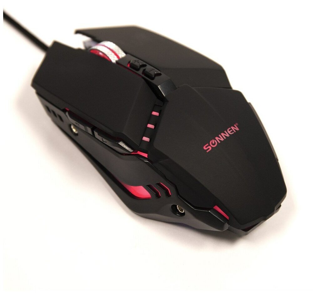 Мышь проводная игровая SONNEN Z5 металлпластик 7 кнопок 800 - 3200 dpi RGB - подсветка черная
