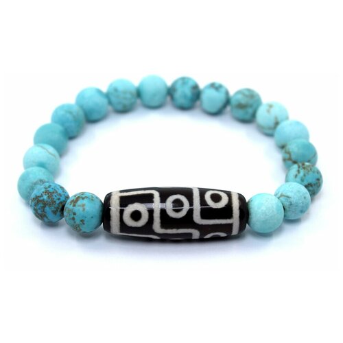 фото Handinsilver ( посеребриручку ) браслет из матовой бирюзы 8мм с девятиглазой бусиной дзи
