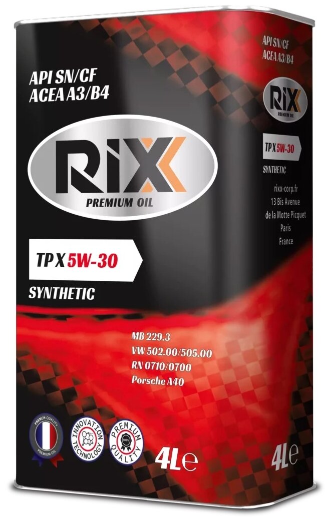 Синтетическое моторное масло RIXX TP X 5W-30 SN/CF A3/B4