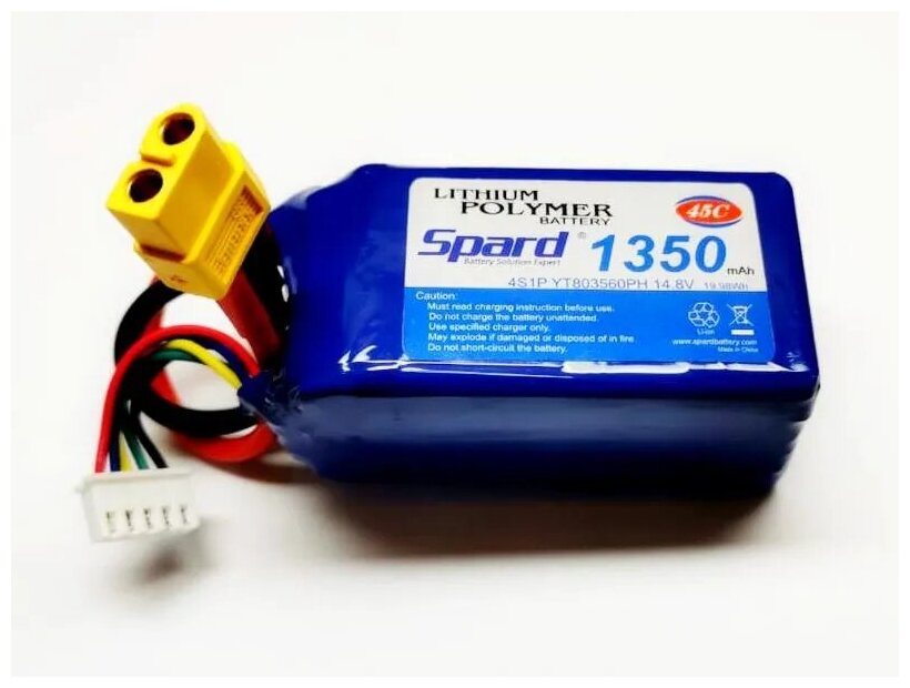 Аккумулятор Li-Po Spard 1350mAh, 14,8V, 45C, XT60