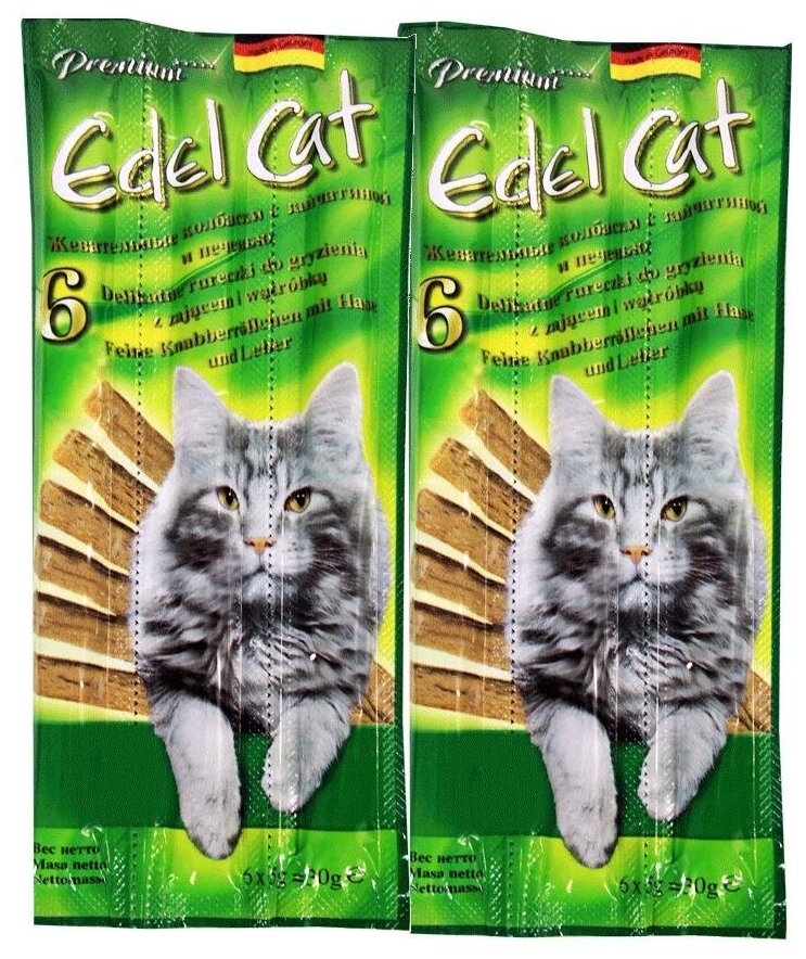 Лакомство для кошек Edel Cat Колбаски Заяц и печень, 5г х 6шт. в уп. 30 г - фотография № 6