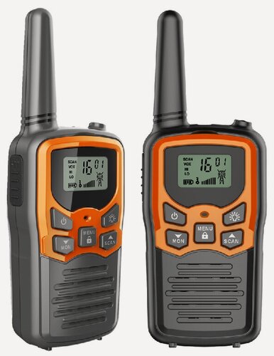 Изображение товара Портативные рации MDI mini ORANGE комплект 2 шт, диапазон PMR, с фонариком