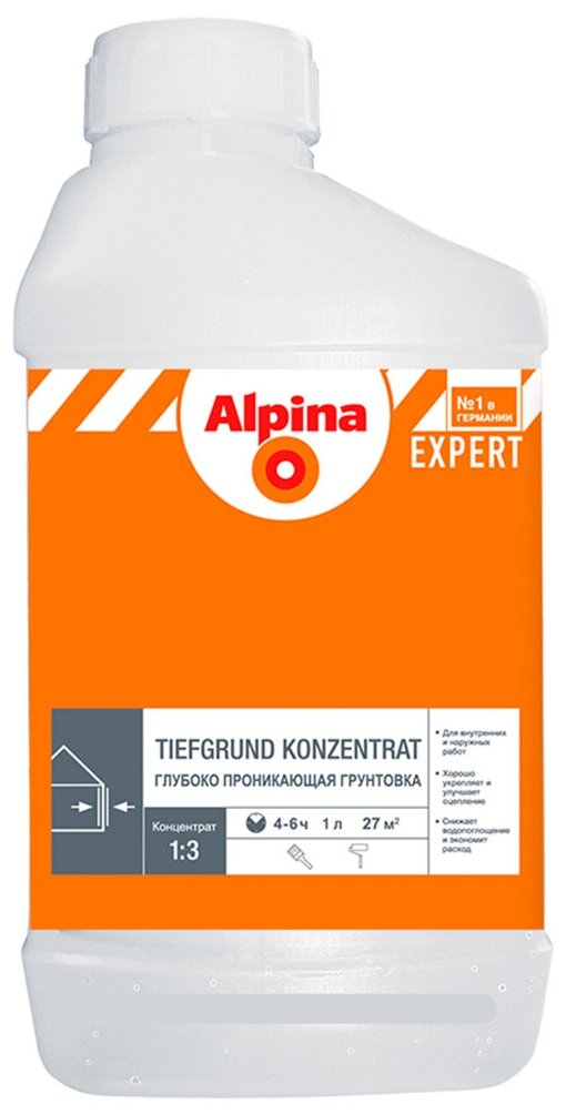 Грунтовка глубокого проникновения Alpina Expert Tiefgrund Konzentrat, 1 л