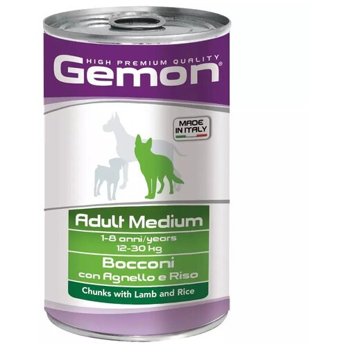 Консервы для собак средних пород Gemon Dog Medium с ягненком и рисом 1250 г.