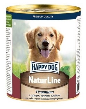 Happy dog Консервы для собак Телятина с сердцем, печенью и рубцом | Natur Line, 0,97 кг