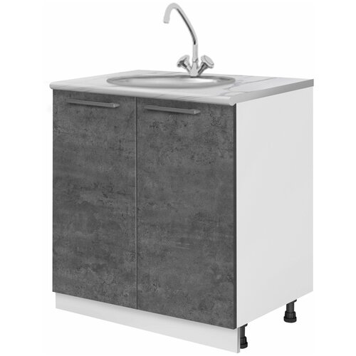 Климена ШНМ800 (Корпус- белый; Фасад - серый камень темный, ручка - пластик; Столешница 0.8 (гранит белый)