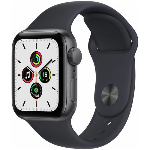 Apple Watch SE 44mm Space Gray Aluminum Case with Midnight Sport Band (GPS + Cellular)