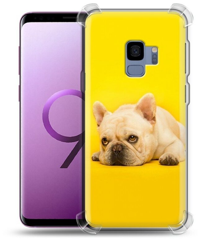 Дизайнерский силиконовый с усиленными углами чехол для Самсунг S9 / Samsung Galaxy S9 Собака бульдог