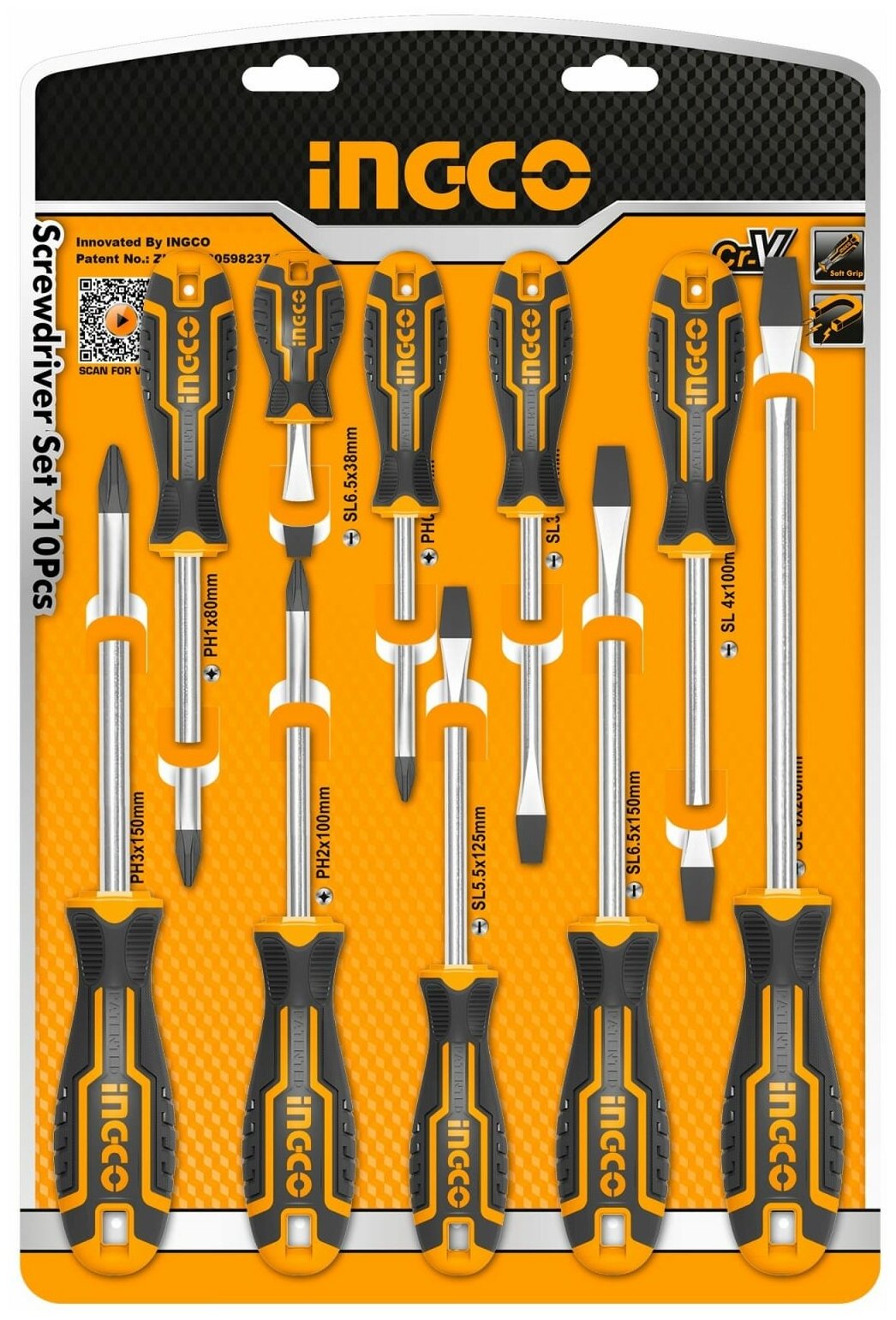 Ingco Набор отверток 10 шт Industrial HKSD1028 . - фотография № 2