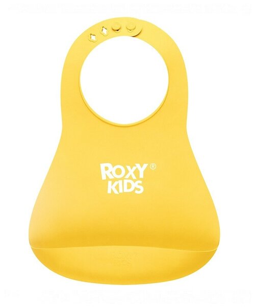 ROXY-KIDS нагрудник RB-402 мягкий с кармашком и застежкой, желтый