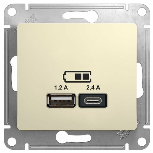 Розетка usb GSL000239 скрытая установка бежевая IP20 два модуля USB типы A и C