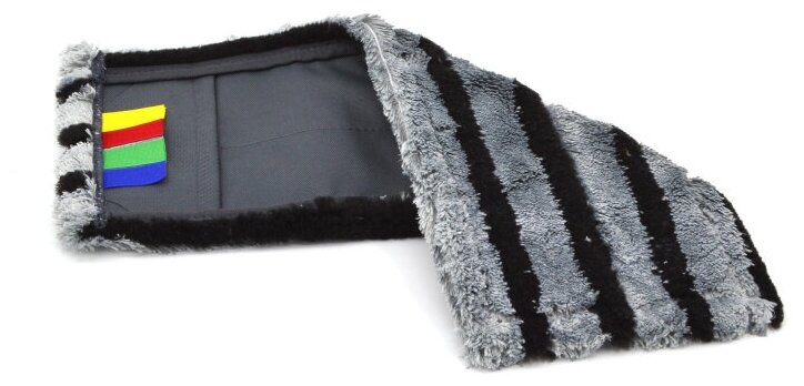 фото Насадка МОП плоский 40х12 см микроф+жесткий абраз серый с черн полос MF2183