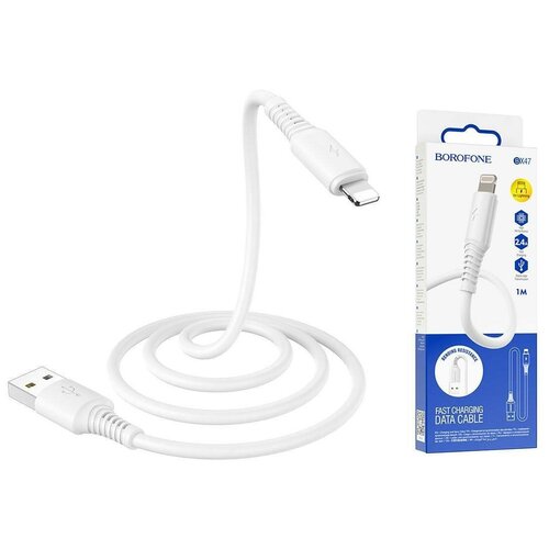 Кабель USB Lightning 8Pin BOROFONE BX47 Coolway 2.4A 1м белый кабель borofone bx47 coolway usb micro usb 1 м 1 шт черный