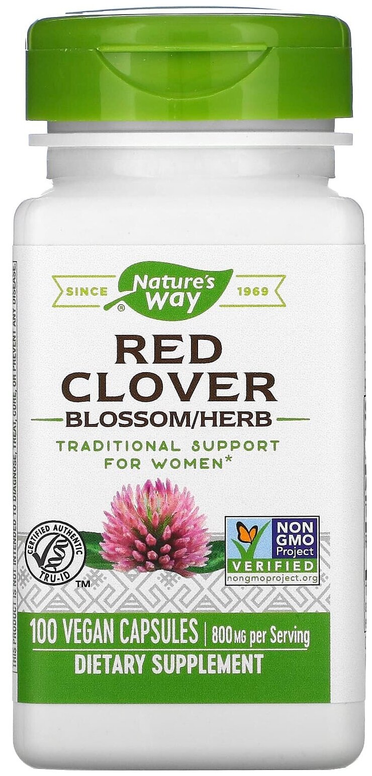 Nature's Way red clover Натурес Вэй красный клевер цветы и надземная часть растения 400 мг 100 вегетарианских капсул