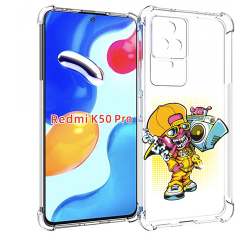 Чехол MyPads нарисованный парень с колонкой для Xiaomi Redmi K50 / K50 Pro задняя-панель-накладка-бампер