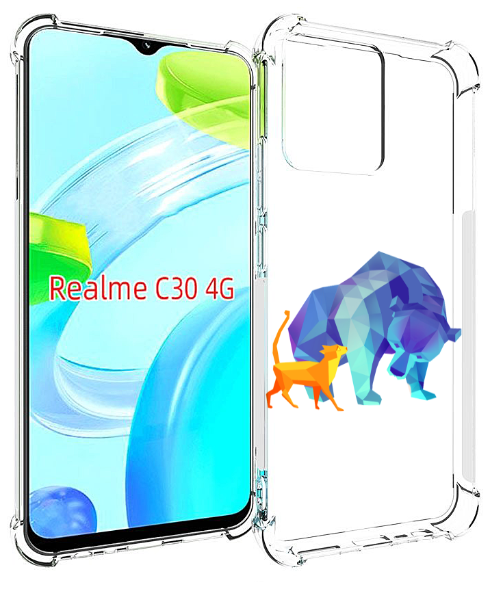 Чехол MyPads Кот-и-медведь для Realme C30 4G / Narzo 50i Prime задняя-панель-накладка-бампер