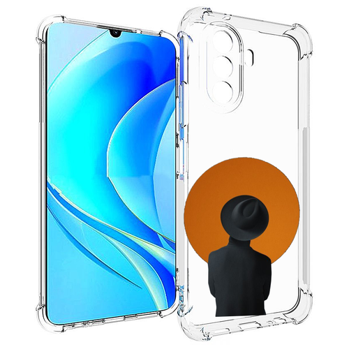 Чехол MyPads парень в шляпе в оранжевом кружке для Huawei Nova Y70 / Nova Y70 Plus (MGA-LX9N) / Huawei Enjoy 50 задняя-панель-накладка-бампер чехол mypads кот в шляпе для huawei nova y70 nova y70 plus mga lx9n huawei enjoy 50 задняя панель накладка бампер