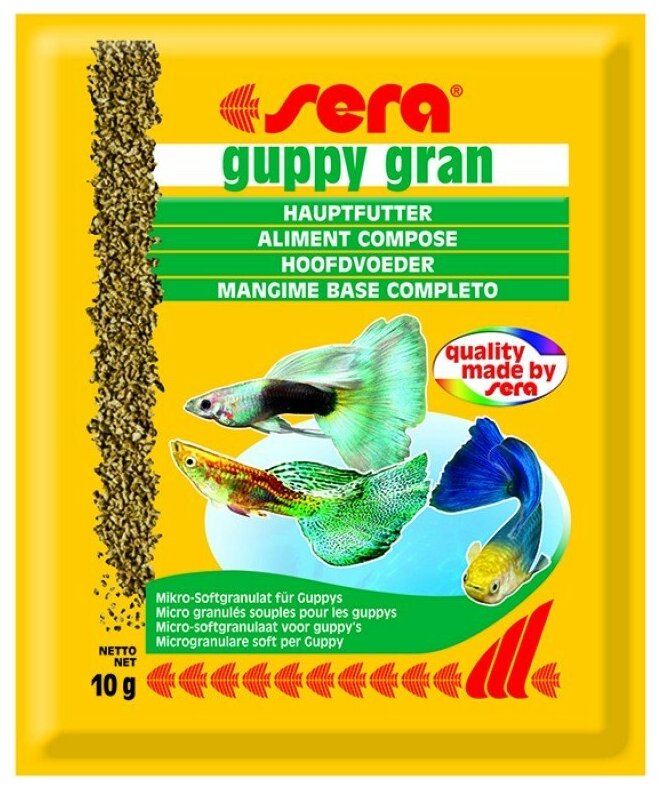 Сера Корм для гуппи Guppy gran 10 г (35 пакетиков) (S0712) - фотография № 1