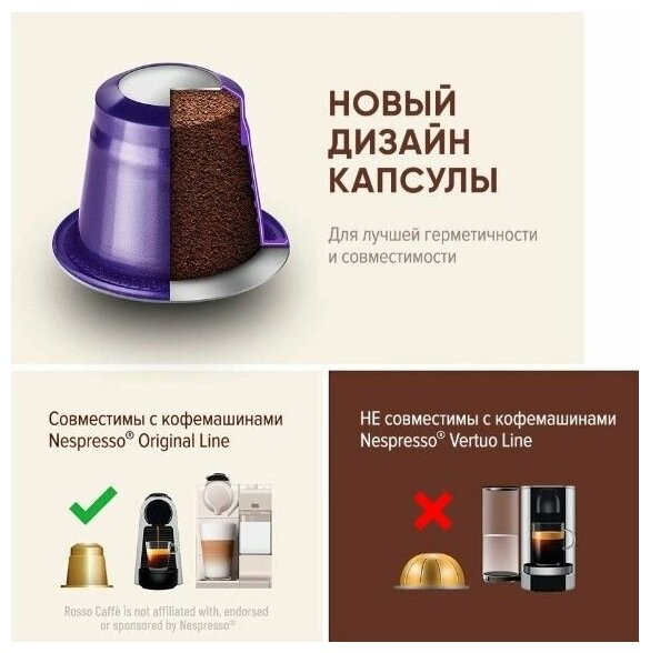 Набор Кофе в капсулах Rosso Caffe CARAMELLO, VANIGLIA, CREMEBRULEE для кофемашины Nespresso Original Line Арабика Робуста средней обжарки 3 вида 30 капсул - фотография № 3