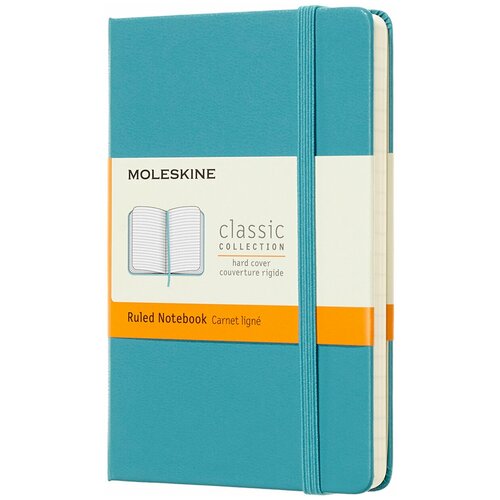 Записная книжка Moleskine Classic (в линейку), Pocket (9х14 см), голубая блокнот moleskine classic qp012b42 pocket 90x140мм 192стр нелинованный твердая обложка голубая гортензия