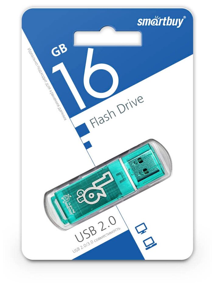 Флеш-накопитель USB 2.0 Smartbuy 16GB Glossy series Green (SB16GBGS-G)