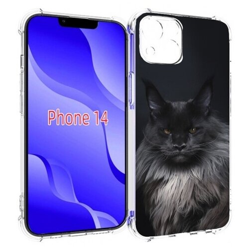 Чехол MyPads кошка мейн кун 2 для iPhone 14 (6.1) задняя-панель-накладка-бампер