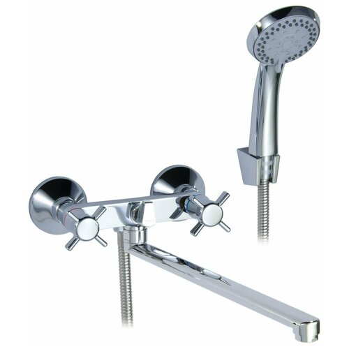 SWES Смеситель для ванны (душа) латунный с длинным (35 см) поворотным изливом, хромированный (Россия)