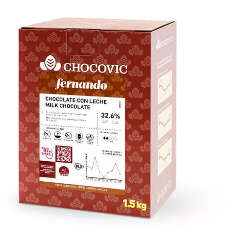 Молочный шоколад в каллетах Chocovic Fernando 32.6% / Шоколадные капли для кондитерских изделий 1,5 кг