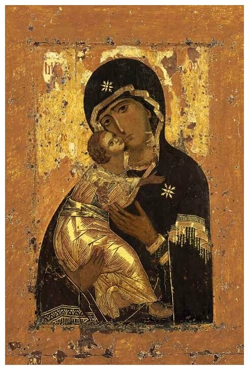 Икона БМ Владимирская 12 век 12,5х10 #83661