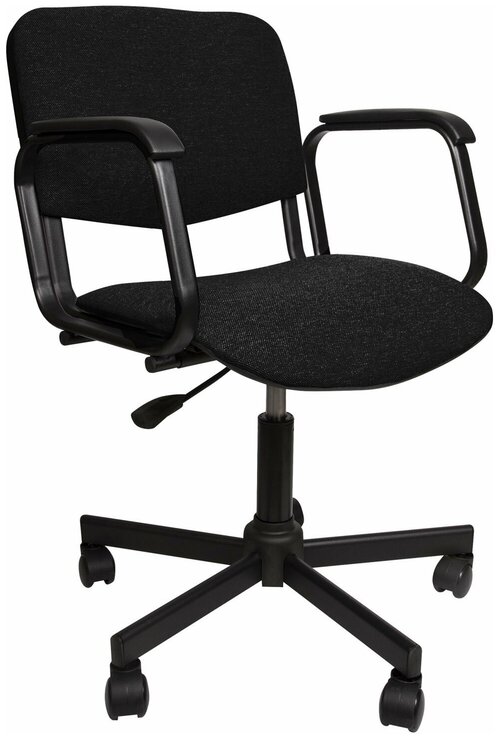 Кресло компьютерное Самсон КР08, с подлокотниками, ткань, до 120 кг, черное (КР01.00.08-101-)