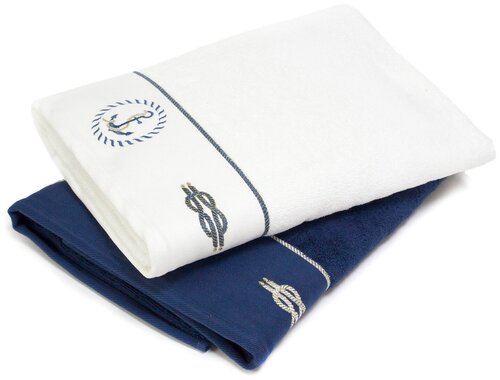 Махровое полотенце с вышивкой (1 шт) Anchor Tivolyo (белый), Полотенце 75x150