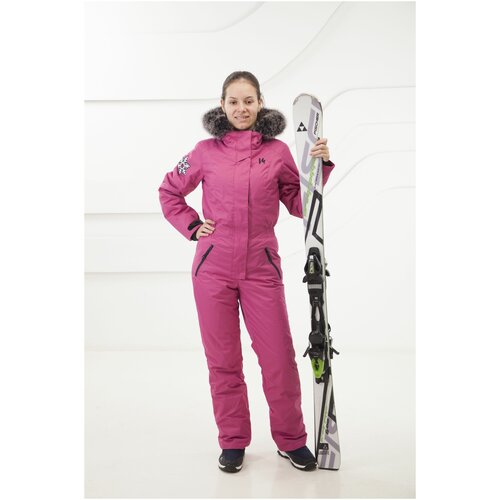 фото Комбинезон для сноубординга, зимний, силуэт прямой, карманы, капюшон, мембранный, размер 44-170, фуксия sunenergy+