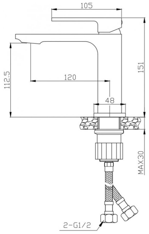 BelBagno Смеситель BelBagno LUC-LVM-NERO Luce для раковины, с донным клапаном, чёрный