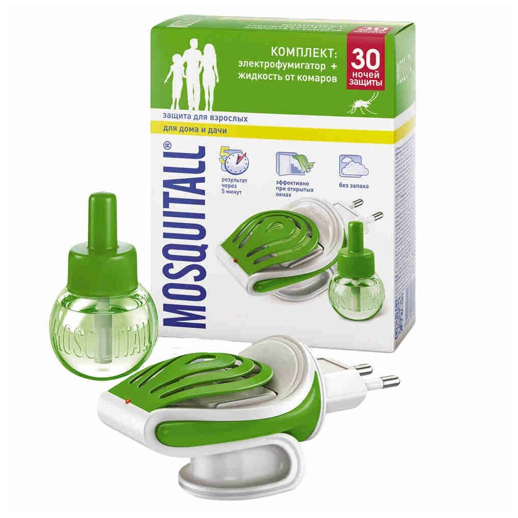 Электрофумигатор+жидкость Mosquitall Защита для взрослых 30 ночей 30 мл - фотография № 5