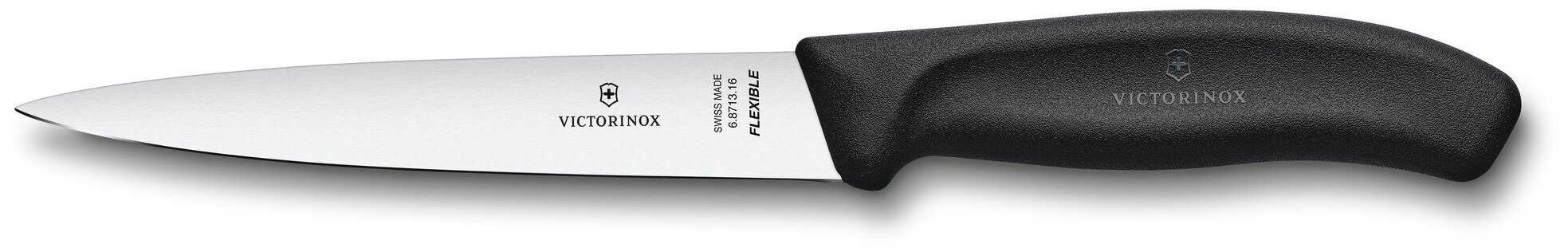 Нож филейный VICTORINOX SwissClassic с гибким прямым лезвием 16 см, чёрный, 6.8713.16B
