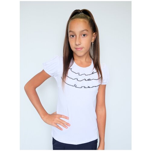 Белая футболка для девочки 78721-ДШ22 36/140