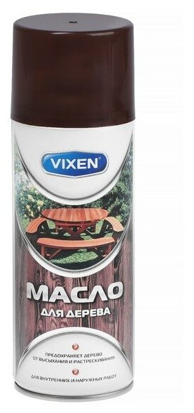 Масло для дерева VIXEN, коричневый, аэрозоль, 520 мл VX-91011 - фотография № 1