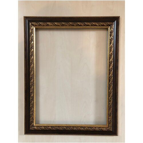 Рама для картин 30х40 см из пластикового багета без стекла и картона цвет коричневый с золотом