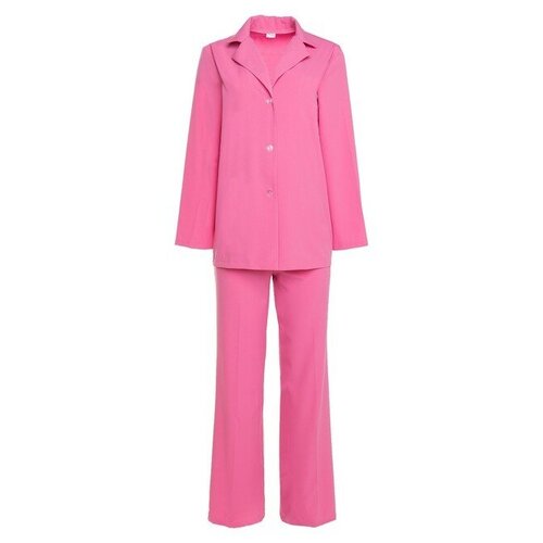 фото Костюм minaku, жакет и брюки, праздничный стиль, свободный силуэт, размер 46, розовый