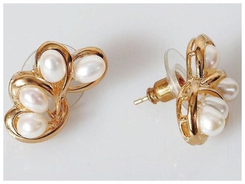 Серьги Lotus Jewelry, жемчуг пресноводный культивированный, белый