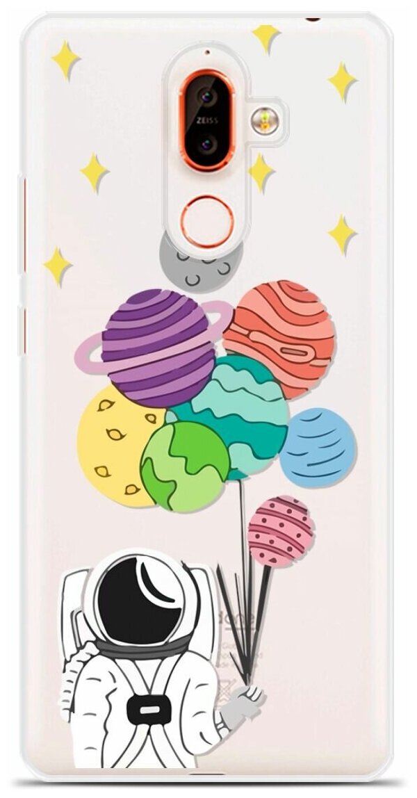 Силиконовый чехол на Nokia 7 Plus Шары-планеты / для Нокиа 7 Плюс