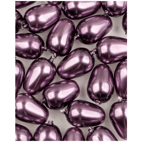 Стеклянные чешские бусины, каплеобразный жемчуг, Teardrop Glass Pearls, 7x5 мм, цвет Violet, 30 шт.