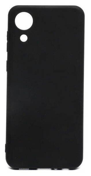 Чехол силиконовый матовый для Samsung Galaxy A03 Core, черный с защитой камеры